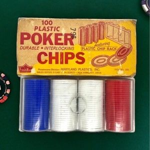 Vintage 1960s Poker Chips & Rack Princess Ware 100 Plastic Durable Interlocking